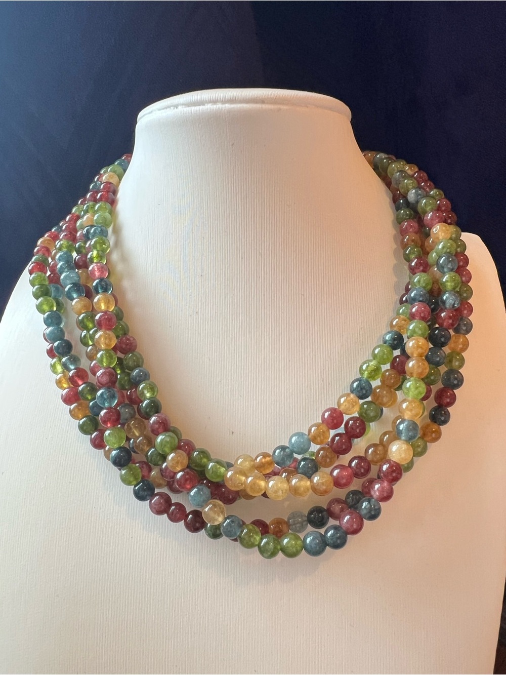 Tourmaline Quartz Natural Stone Beaded Chain Choker NWOT
